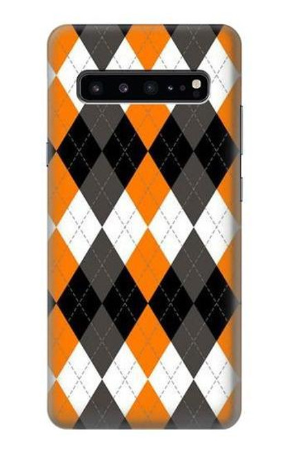 S3421 Black Orange White Argyle Plaid Case For Samsung Galaxy S10 5G