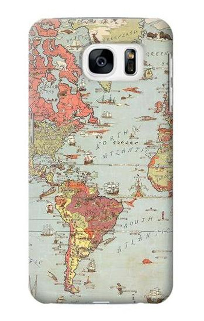 S3418 Vintage World Map Case For Samsung Galaxy S7