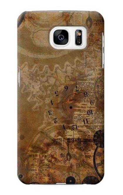 S3456 Vintage Paper Clock Steampunk Case For Samsung Galaxy S7