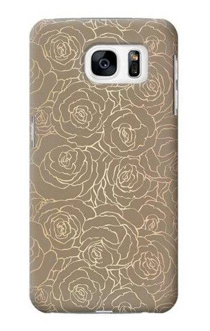 S3466 Gold Rose Pattern Case For Samsung Galaxy S7