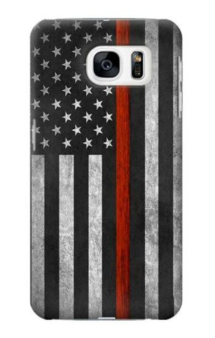 S3472 Firefighter Thin Red Line Flag Case For Samsung Galaxy S7