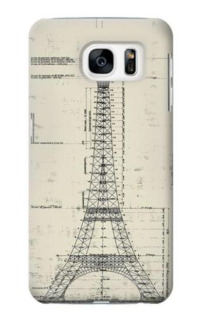 S3474 Eiffel Architectural Drawing Case For Samsung Galaxy S7