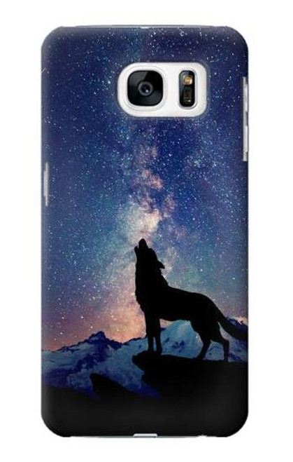 S3555 Wolf Howling Million Star Case For Samsung Galaxy S7