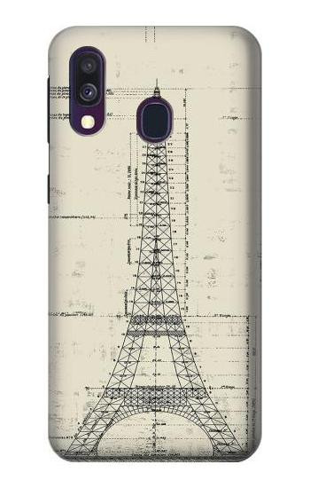 S3474 Eiffel Architectural Drawing Case For Samsung Galaxy A40