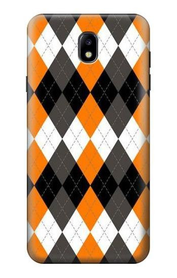 S3421 Black Orange White Argyle Plaid Case For Samsung Galaxy J7 (2018), J7 Aero, J7 Top, J7 Aura, J7 Crown, J7 Refine, J7 Eon, J7 V 2nd Gen, J7 Star