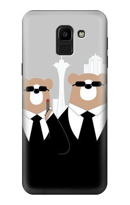S3557 Bear in Black Suit Case For Samsung Galaxy J6 (2018)