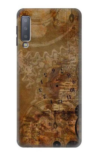 S3456 Vintage Paper Clock Steampunk Case For Samsung Galaxy A7 (2018)