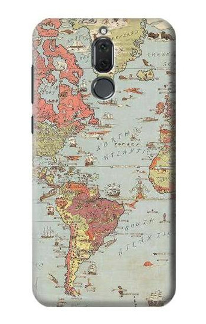 S3418 Vintage World Map Case For Huawei Mate 10 Lite