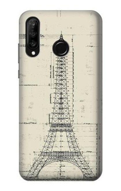 S3474 Eiffel Architectural Drawing Case For Huawei P30 lite