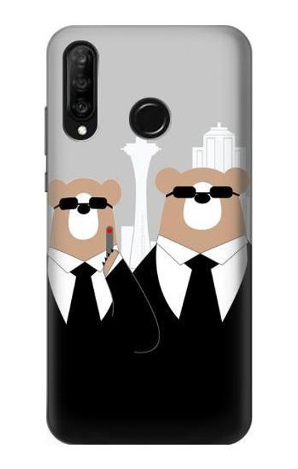 S3557 Bear in Black Suit Case For Huawei P30 lite