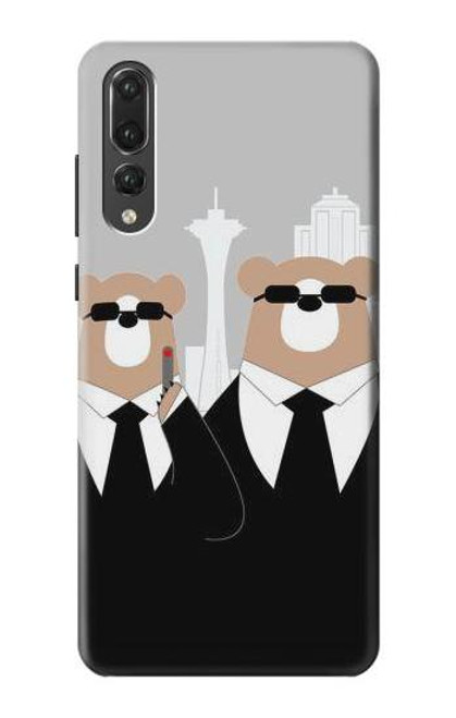 S3557 Bear in Black Suit Case For Huawei P20 Pro