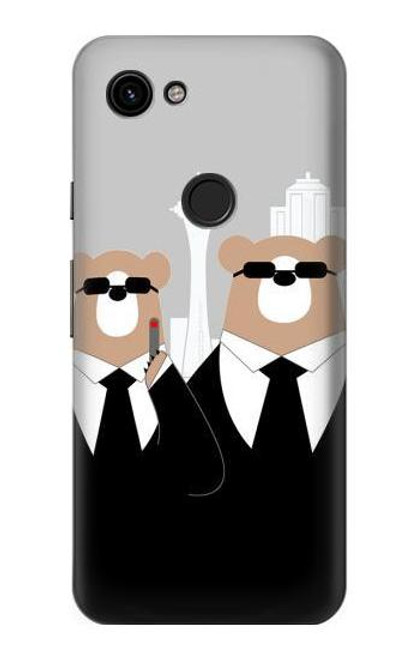 S3557 Bear in Black Suit Case For Google Pixel 3a