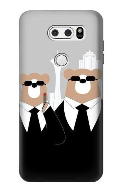 S3557 Bear in Black Suit Case For LG V30, LG V30 Plus, LG V30S ThinQ, LG V35, LG V35 ThinQ