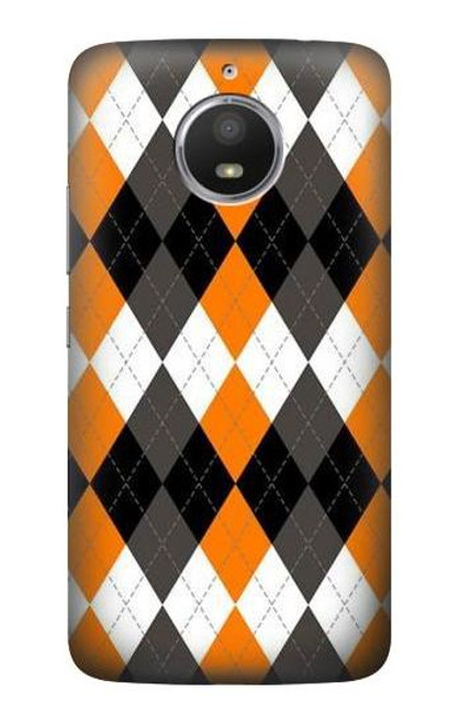 S3421 Black Orange White Argyle Plaid Case For Motorola Moto E4 Plus