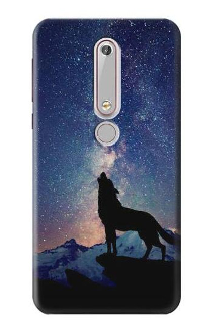 S3555 Wolf Howling Million Star Case For Nokia 6.1, Nokia 6 2018