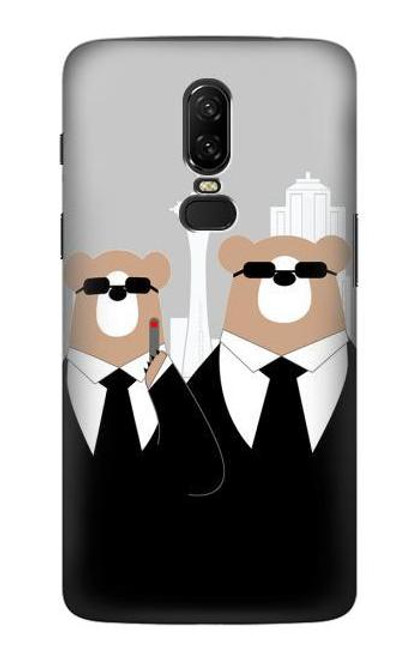 S3557 Bear in Black Suit Case For OnePlus 6