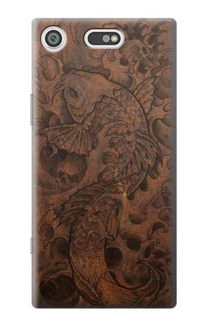 S3405 Fish Tattoo Leather Graphic Print Case For Sony Xperia XZ1