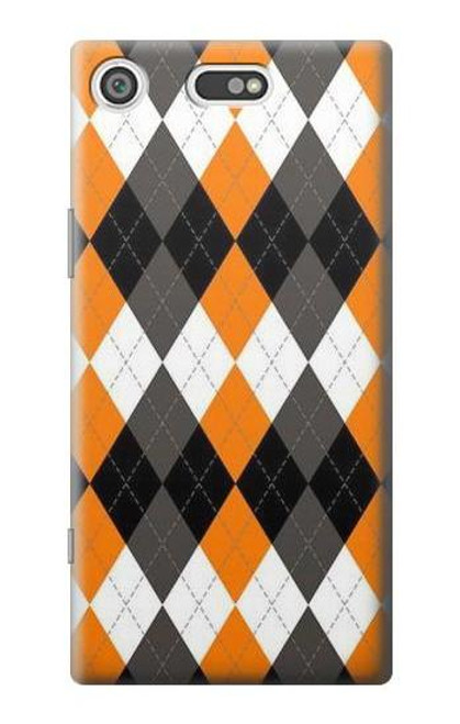 S3421 Black Orange White Argyle Plaid Case For Sony Xperia XZ1