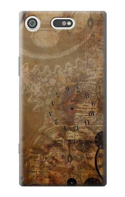 S3456 Vintage Paper Clock Steampunk Case For Sony Xperia XZ1