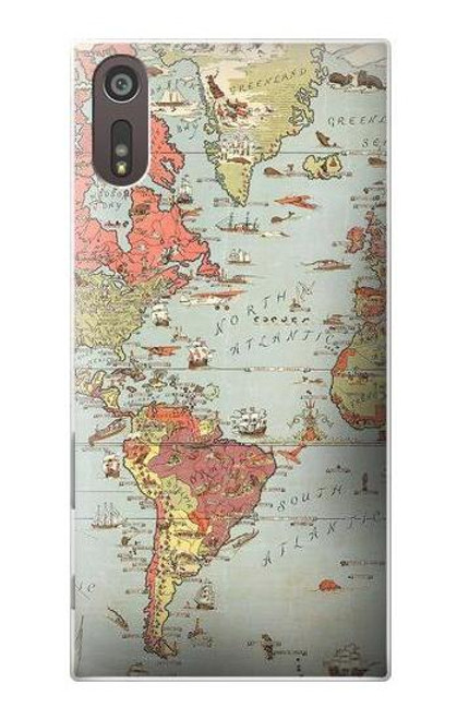 S3418 Vintage World Map Case For Sony Xperia XZ