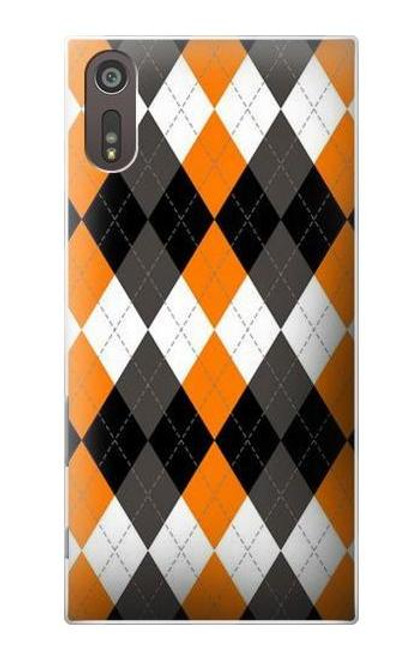 S3421 Black Orange White Argyle Plaid Case For Sony Xperia XZ