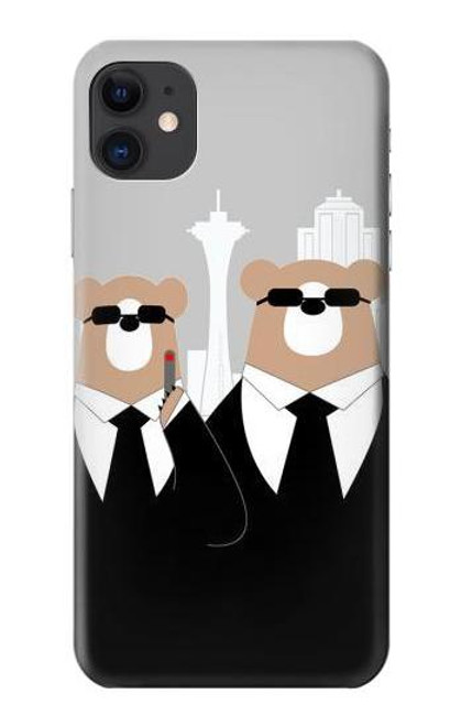 S3557 Bear in Black Suit Case For iPhone 11