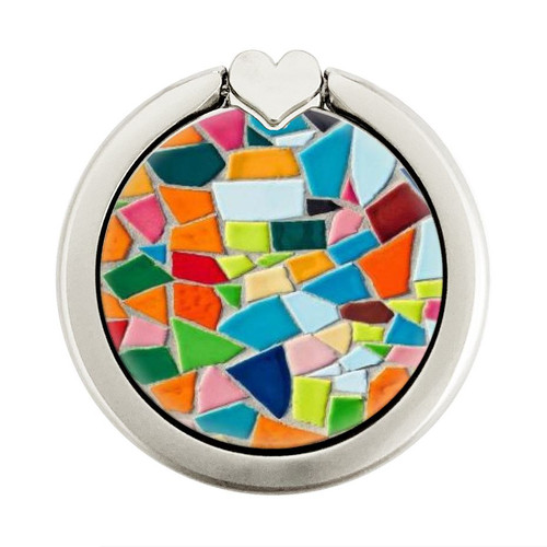 S3391 Abstract Art Mosaic Tiles Graphic Graphic Ring Holder and Pop Up Grip