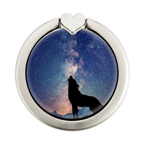 S3555 Wolf Howling Million Star Graphic Ring Holder and Pop Up Grip