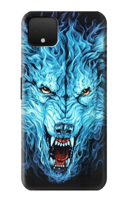S0752 Blue Fire Grim Wolf Case For Google Pixel 4