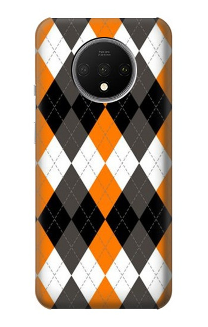 S3421 Black Orange White Argyle Plaid Case For OnePlus 7T