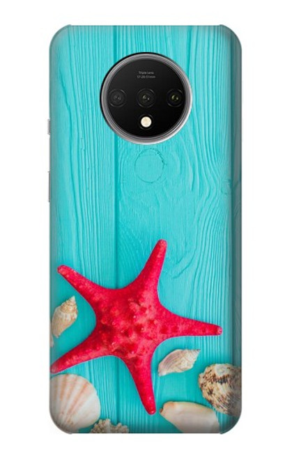 S3428 Aqua Wood Starfish Shell Case For OnePlus 7T