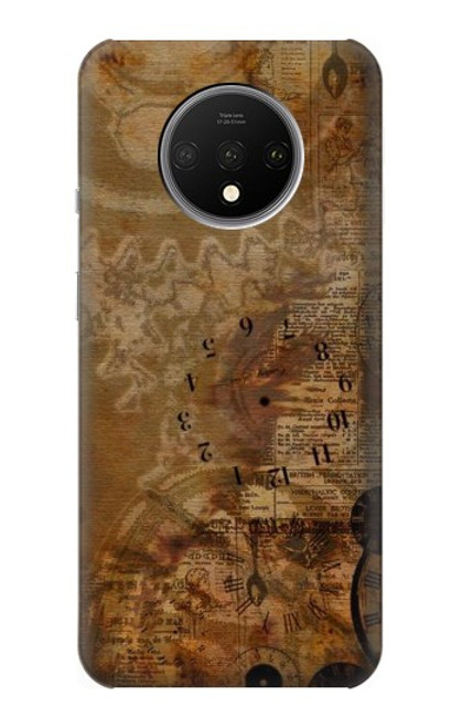 S3456 Vintage Paper Clock Steampunk Case For OnePlus 7T