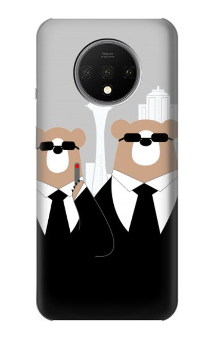 S3557 Bear in Black Suit Case For OnePlus 7T