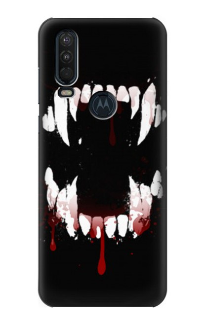 S3527 Vampire Teeth Bloodstain Case For Motorola One Action (Moto P40 Power)