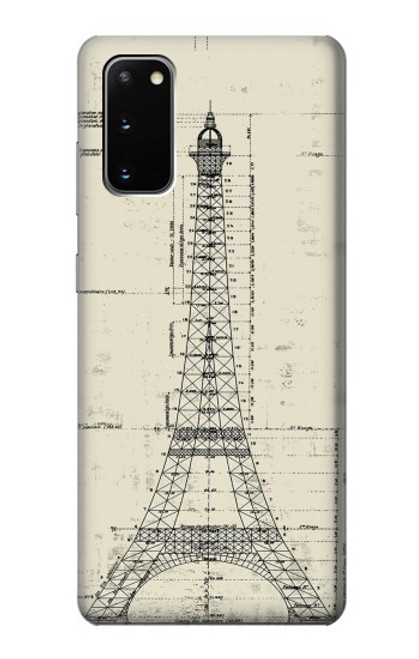 S3474 Eiffel Architectural Drawing Case For Samsung Galaxy S20