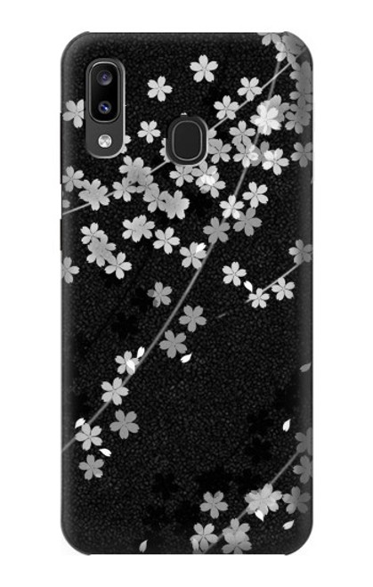 S2544 Japanese Kimono Style Black Flower Pattern Case For Samsung Galaxy A20, Galaxy A30
