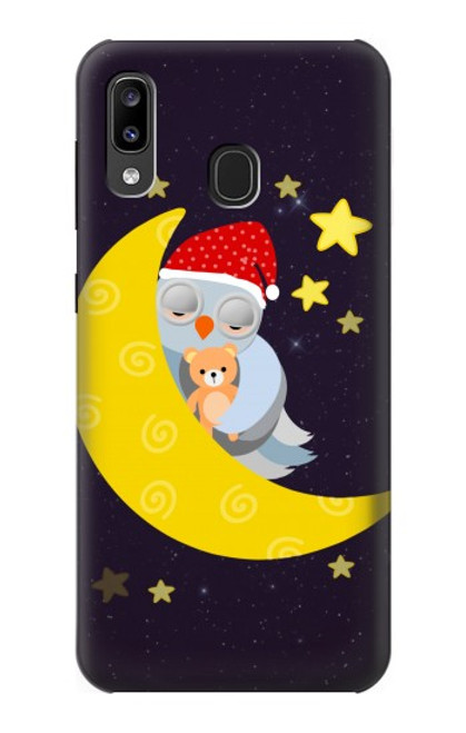 S2849 Cute Sleepy Owl Moon Night Case For Samsung Galaxy A20, Galaxy A30