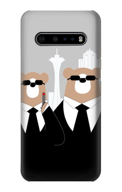 S3557 Bear in Black Suit Case For LG V60 ThinQ 5G