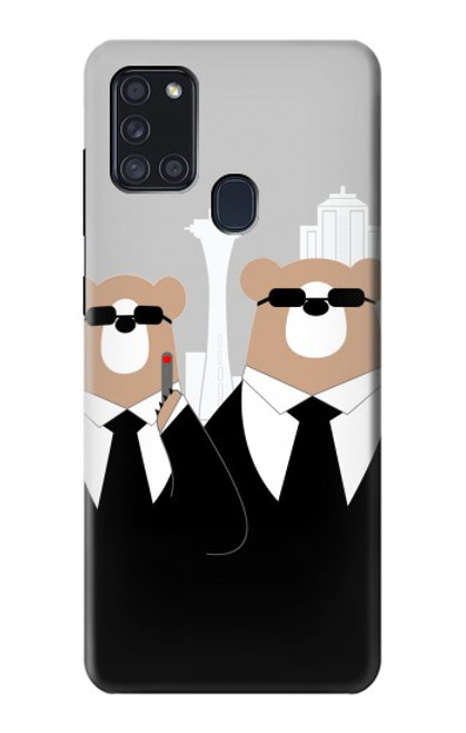 S3557 Bear in Black Suit Case For Samsung Galaxy A21s