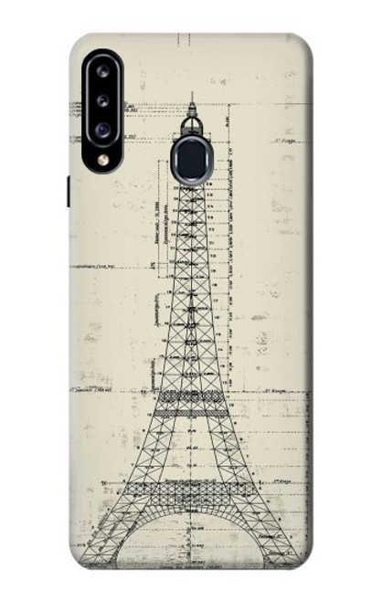 S3474 Eiffel Architectural Drawing Case For Samsung Galaxy A20s