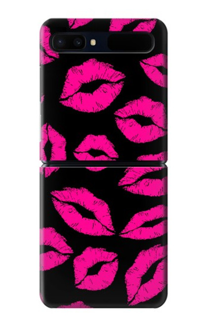 S2933 Pink Lips Kisses on Black Case For Samsung Galaxy Z Flip 5G