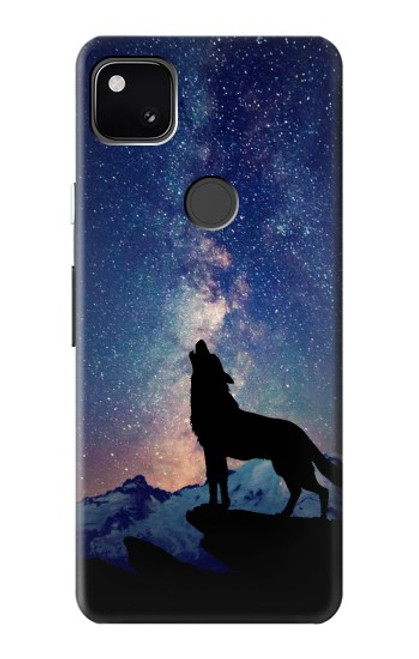 S3555 Wolf Howling Million Star Case For Google Pixel 4a