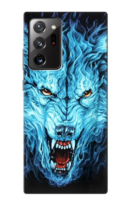 S0752 Blue Fire Grim Wolf Case For Samsung Galaxy Note 20 Ultra, Ultra 5G