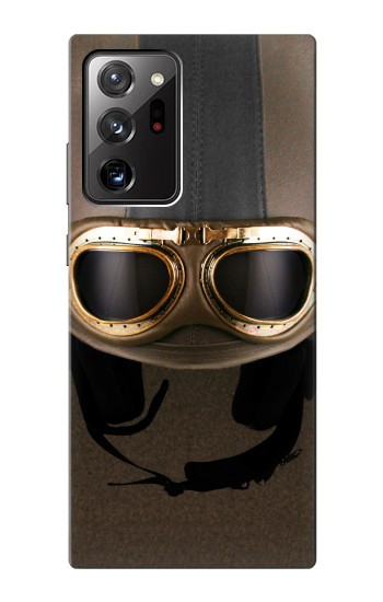 S2645 Vintage Brown Goggles Motorcycle Helmet Case For Samsung Galaxy Note 20 Ultra, Ultra 5G