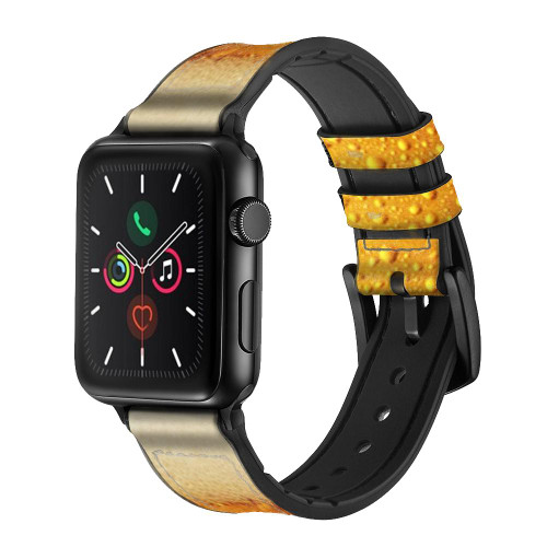 CA0039 Beer Glass Leather & Silicone Smart Watch Band Strap For Apple Watch iWatch
