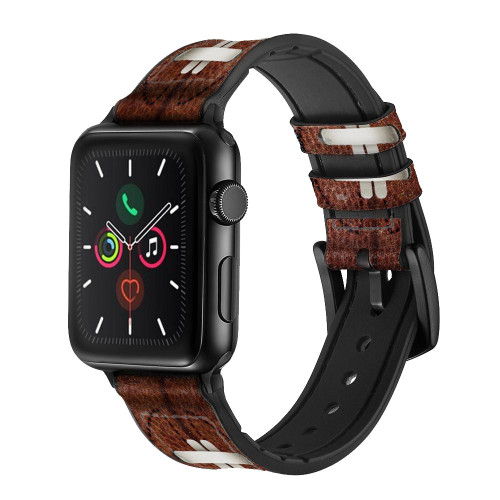 CA0656 Vintage Football Graphic Printed Leather & Silicone Smart Watch Band Strap For Apple Watch iWatch