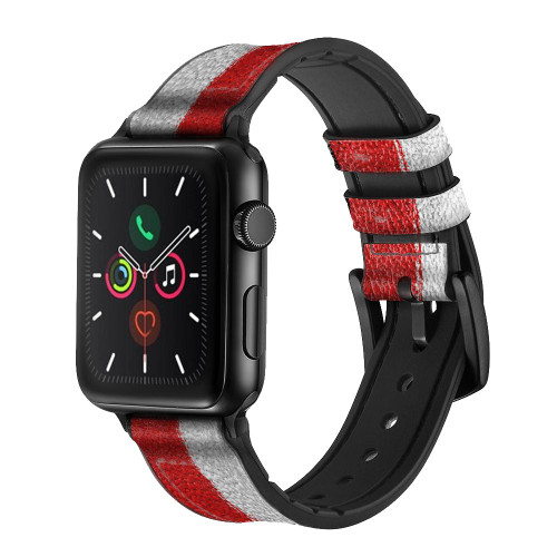 CA0657 England Flag Vintage Football Graphic Leather & Silicone Smart Watch Band Strap For Apple Watch iWatch