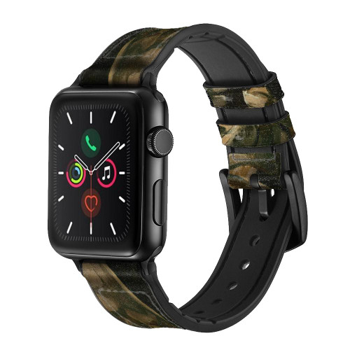 CA0671 Vincent Van Gogh Skeleton Cigarette Leather & Silicone Smart Watch Band Strap For Apple Watch iWatch