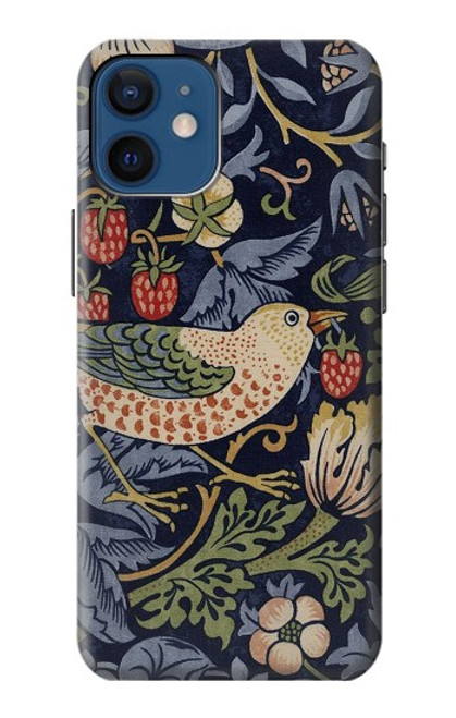 S3791 William Morris Strawberry Thief Fabric Case For iPhone 12 mini