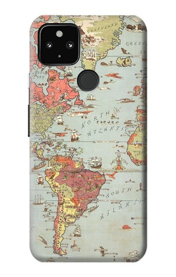 S3418 Vintage World Map Case For Google Pixel 4a 5G